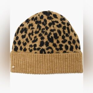 Kate Spade Animal Print Beanie in  Black and Tan